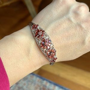 Sterling Silver Garnet Bangle